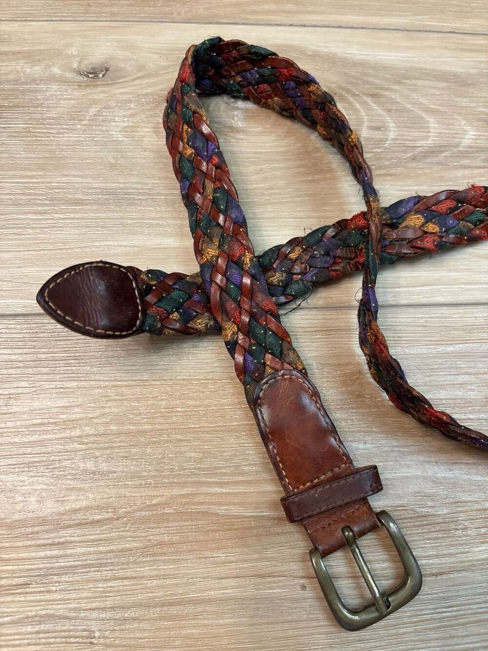 J.Andrea Made In Italy Multicolor Woven Braided Leather Belt